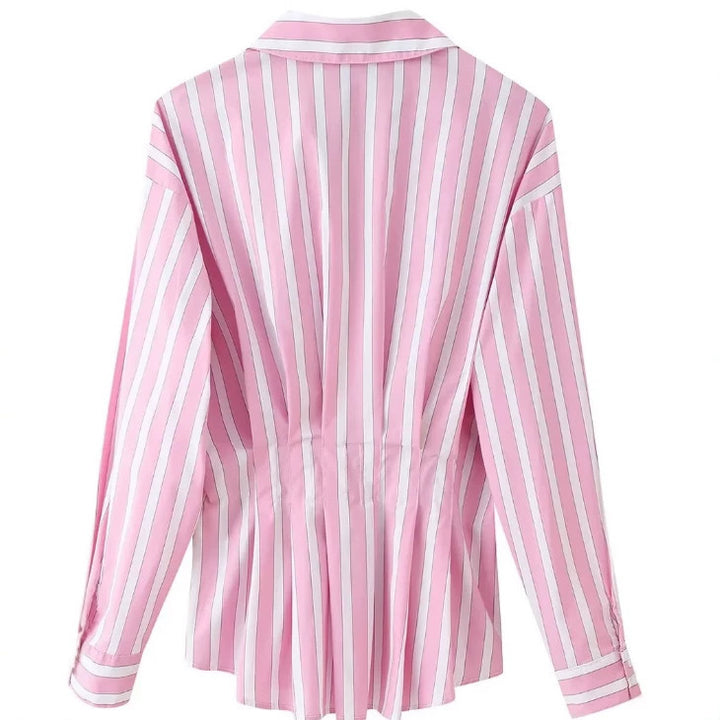 Damen taillierte Bluse mit Kellerfalten und Hemdkragen Echo Archiv