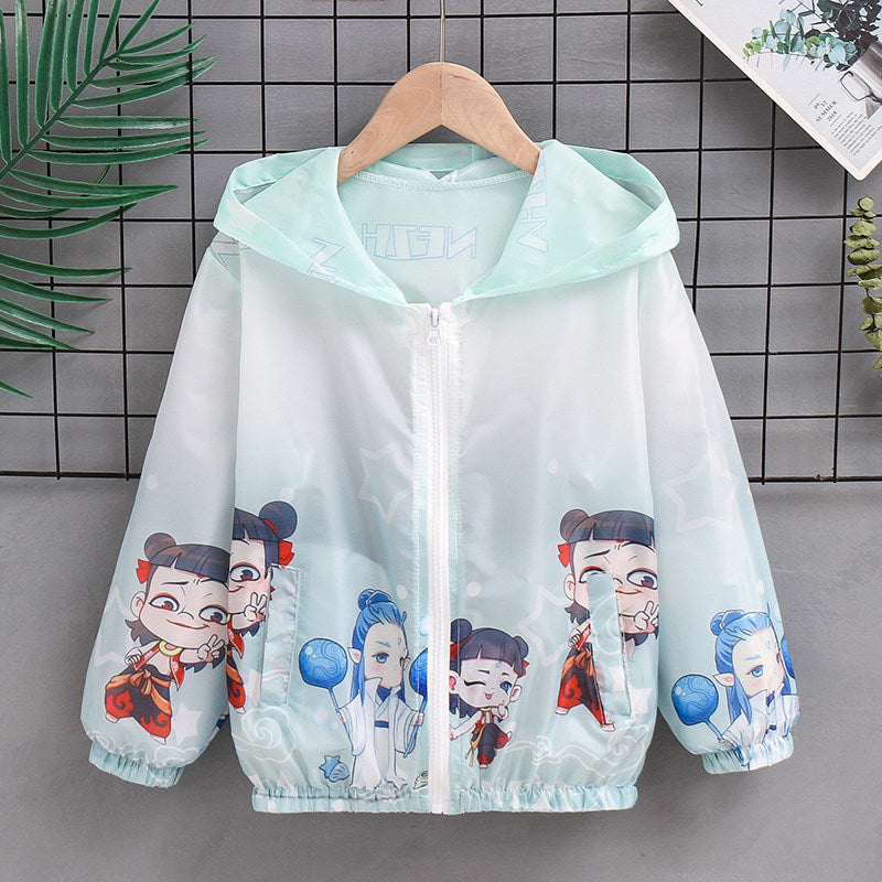 Unisex nan leichte Kinderregenjacke mit Kapuze und Cartoonmotiv wasserabweisend winddicht Echo Archiv
