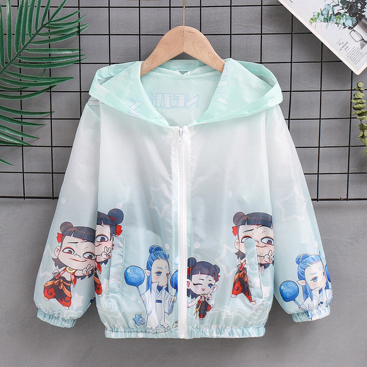 Unisex nan leichte Kinderregenjacke mit Kapuze und Cartoonmotiv wasserabweisend winddicht Echo Archiv