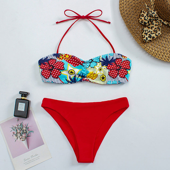 Damen Bandeau-Bikini mit floralem Muster und rutschfestem Design Echo Archiv