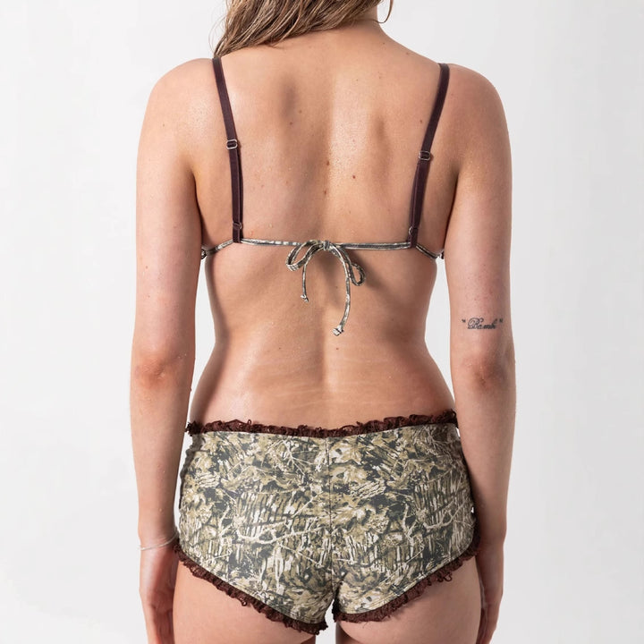 Damen Bikini-Set mit frischem Camouflagemuster und Rüschendetails Echo Archiv