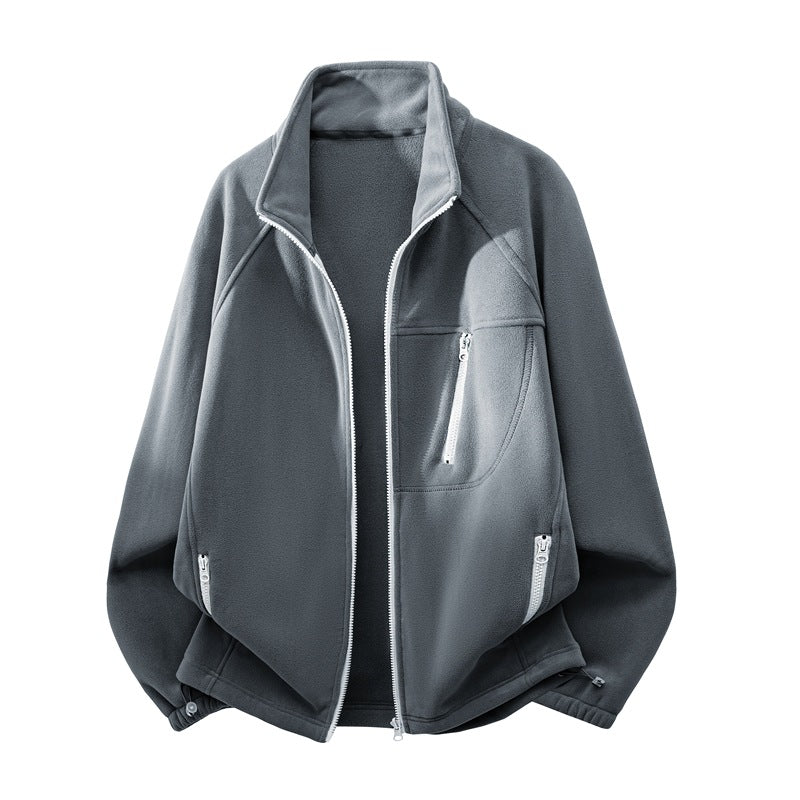 Unisex funktionale Mikrofleece Leistungsjacke mit Stehkragen, Brustreißverschluss und ergonomischen Raglanärmeln – Taviero