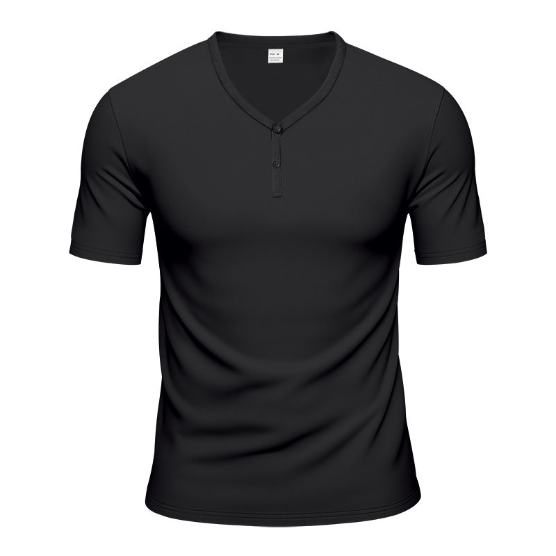Herren Kurzarm Henley-T-Shirt mit atmungsaktiver Struktur Echoarchiv