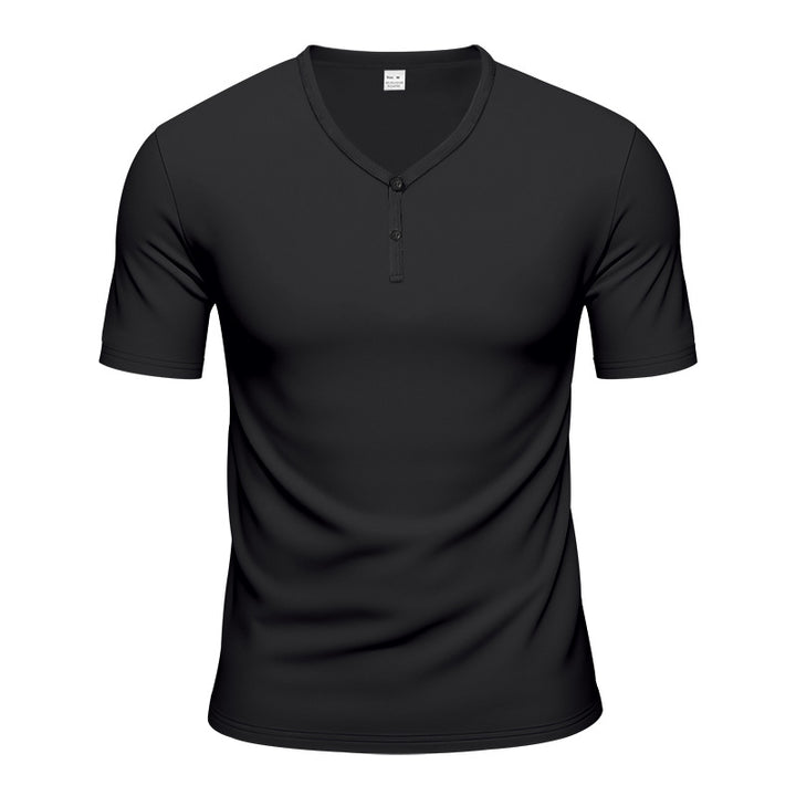 Herren Kurzarm Henley-T-Shirt mit atmungsaktiver Struktur Echoarchiv