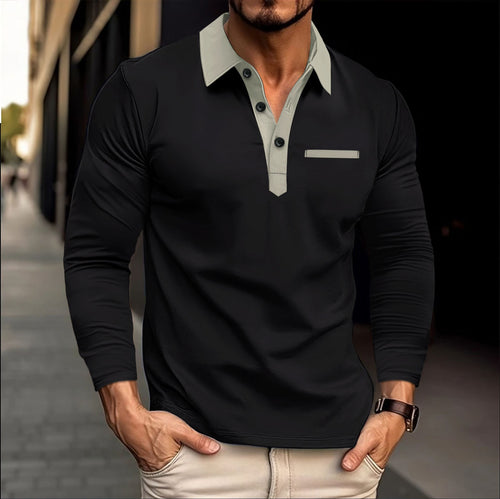 Herren modisches Langarmblusenshirt mit Kragen Echoarchiv