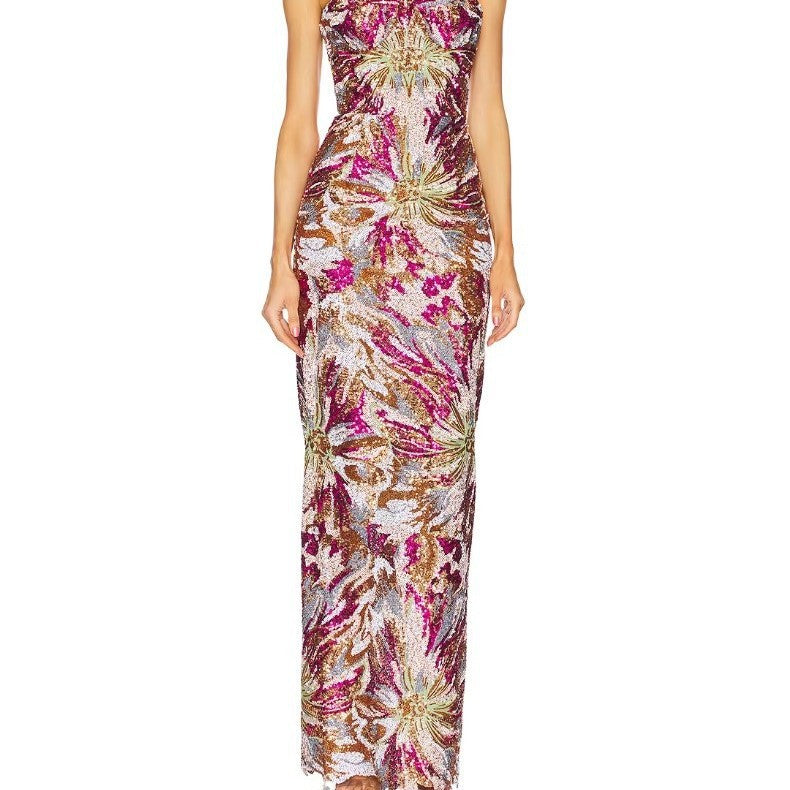 Damen Glamouröses Abendkleid mit schillernden Pailletten und taillierter Silhouette Echo Archiv