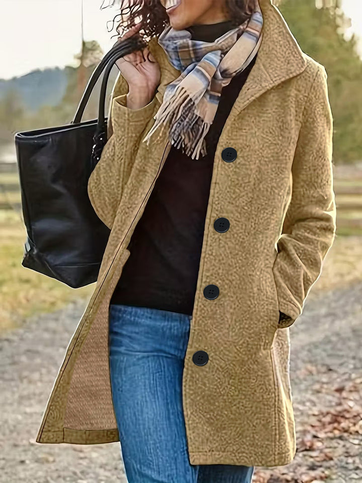 Damen nan taillierter Wollmix-Mantel mit großer Knopfleiste und Eingrifftaschen Echo Archiv