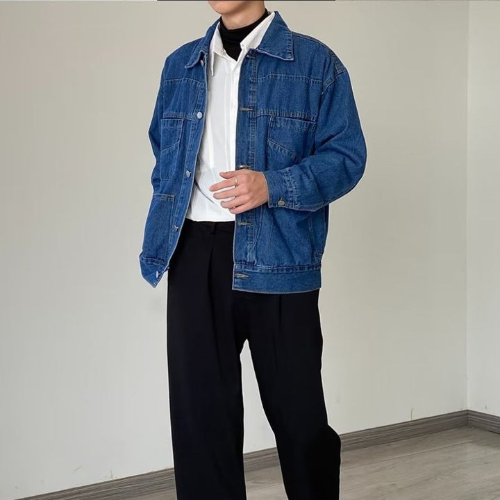Herren Denim-Überjacke mit praktischen Taschen und klassischem Schnitt Echoarchiv