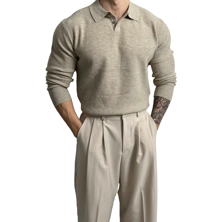 Herren Elegant Strukturierter Langarm-Pullover Echo Archiv