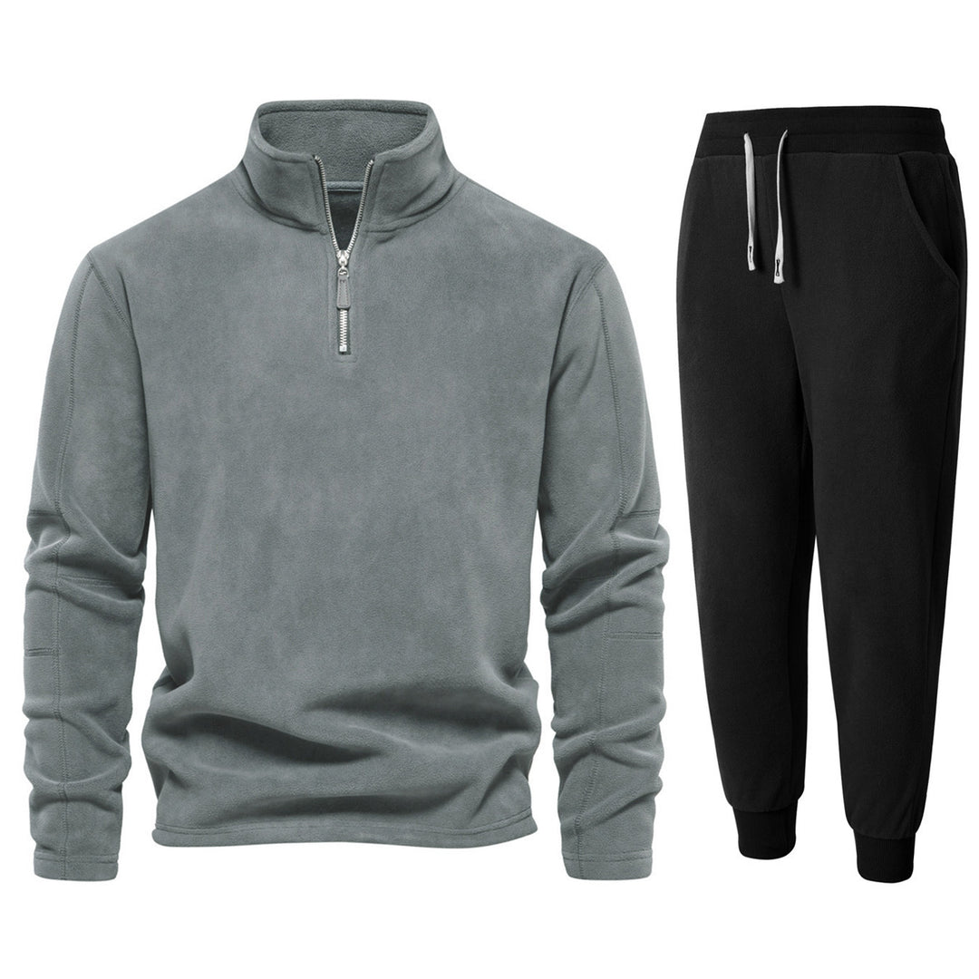 Herren Fleece-Relaxanzug mit Stehkragen und langen Hosen Echoarchiv