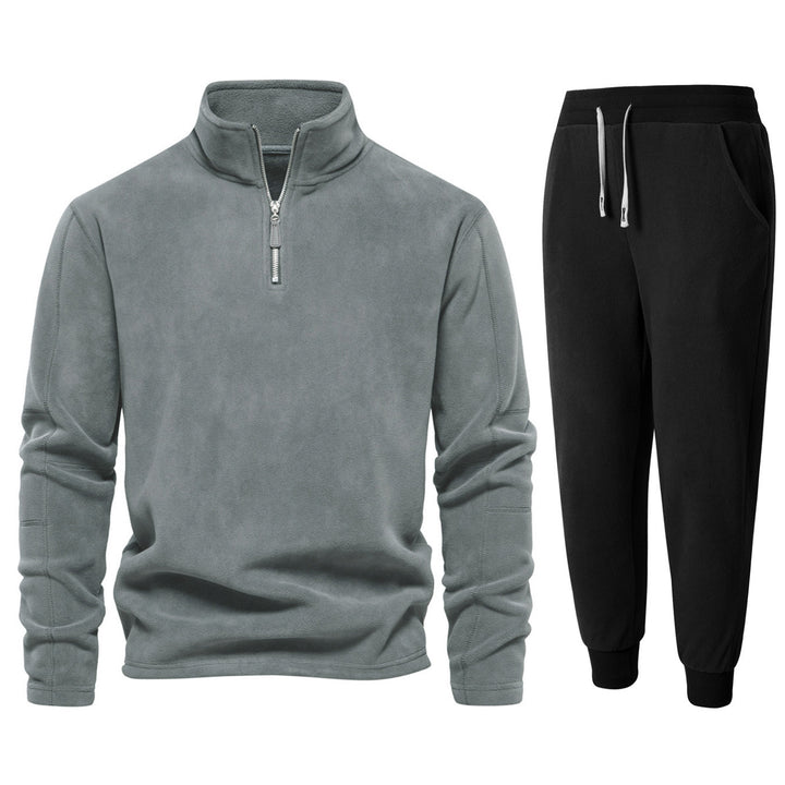 Herren Fleece-Relaxanzug mit Stehkragen und langen Hosen Echoarchiv