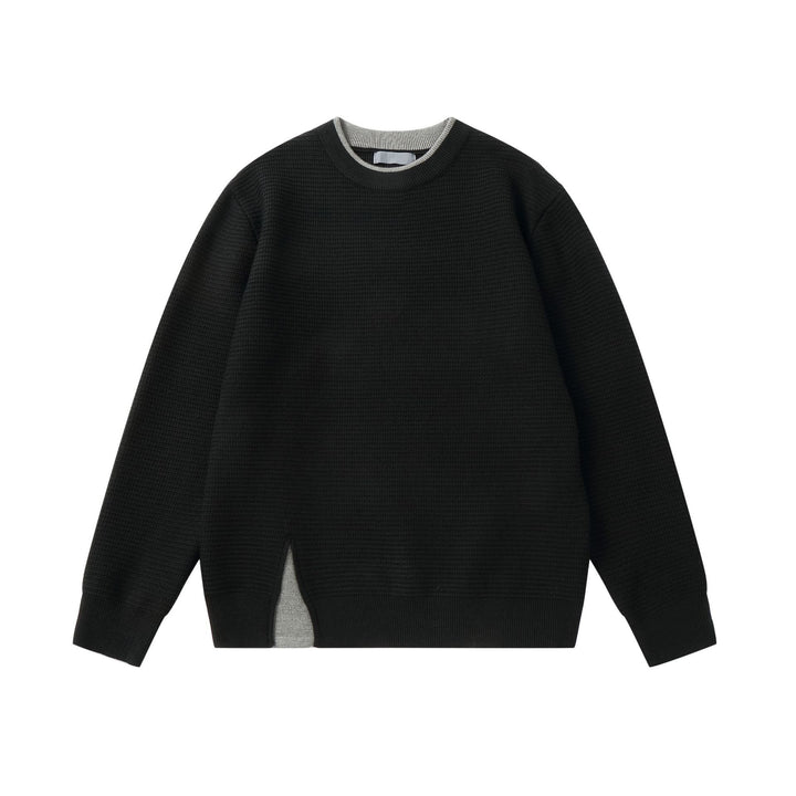 Damen Strukturiertes Rundhals-Sweatshirt mit seitlichem Keilschlitz Echoarchiv