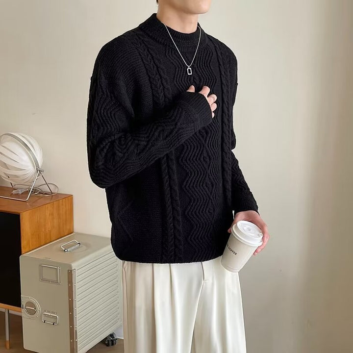 Herren Grobstrickpullover mit modernen Zopfmuster Echo Archiv
