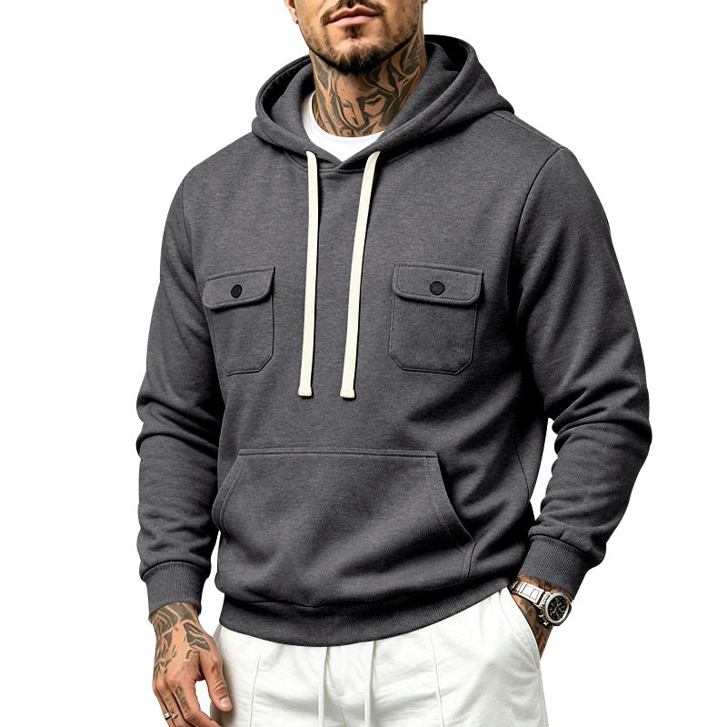 Herren Kapuzenpullover mit Doppel-Brusttaschen und Kängurutasche Echoarchiv