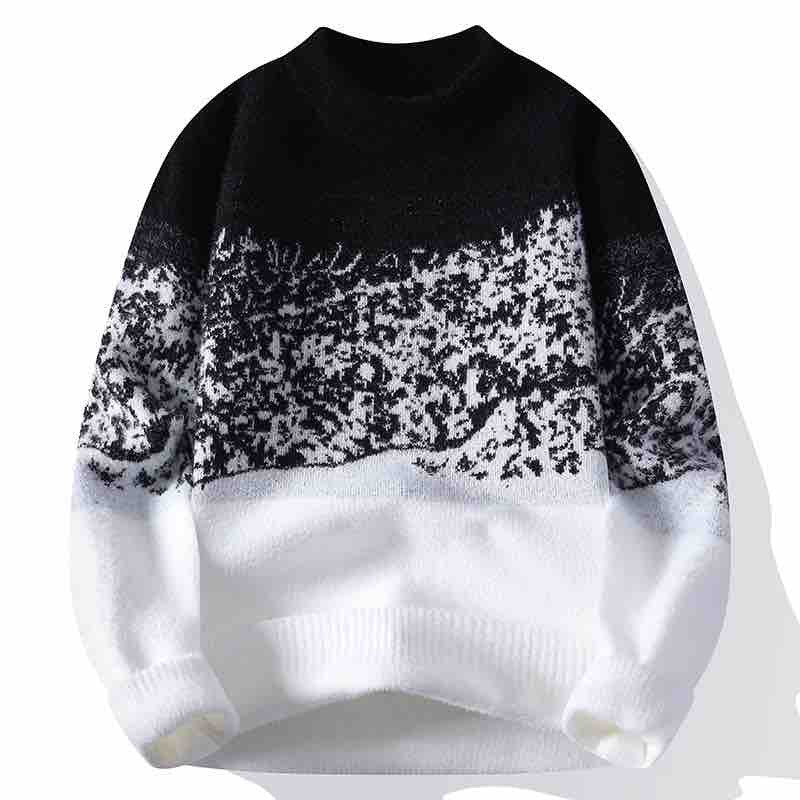 Unisex Oversized Strickpullover mit Jacquardstruktur und Rundhalsausschnitt Echo Archiv