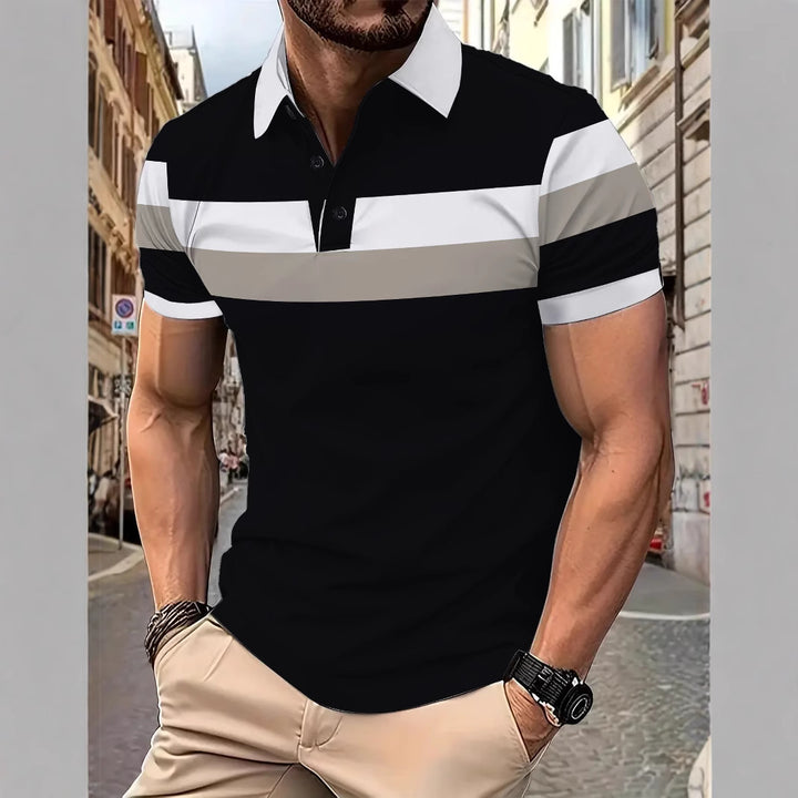 Herren Polohemd mit modischem Farbblockdesign Echoarchiv