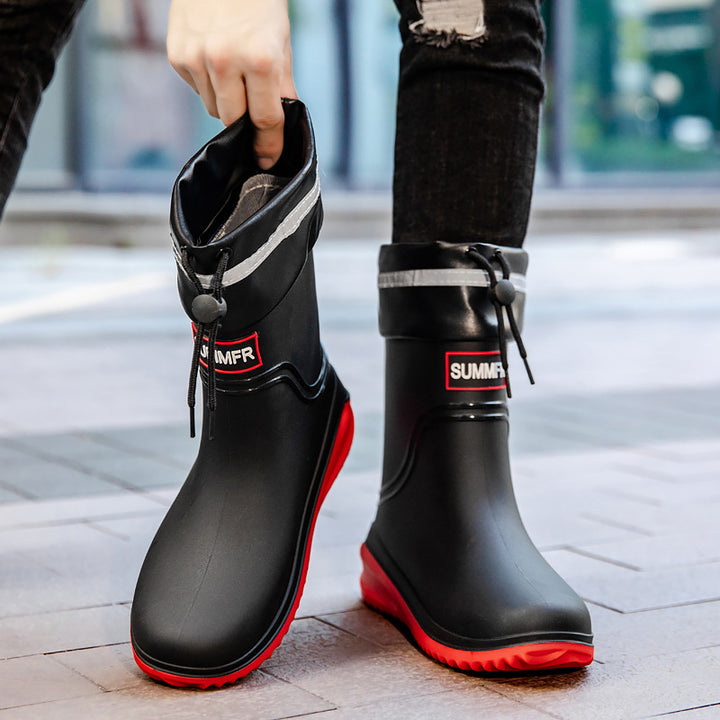 Damen Kurzschaftige Regenstiefeletten mit verstellbarem Zugband und reflektierendem Saum Echoarhiv – Lioré