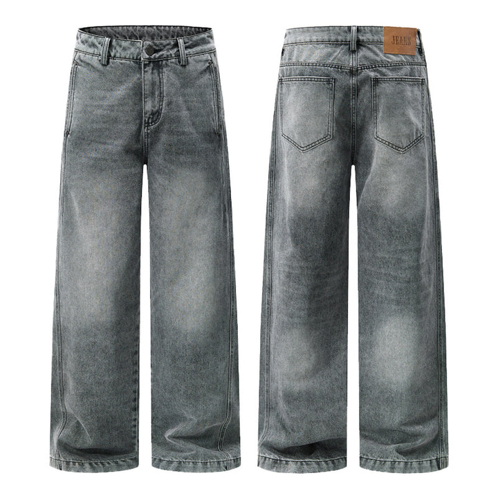 Herren Ultraweite Kontrastnaht-Denimhose im Palazzo-Schnitt Echo Archiv