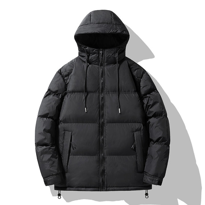 Herren  isolierte Kapuzen-Puff-Jacke in zwei Farben mit Reißverschluss-Utility-Taschen und verstellbarem Kordelsaum Echo Archiv
