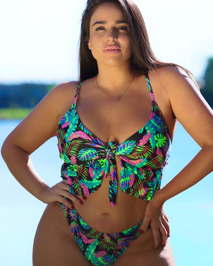 Damen Crop-Bikini-Oberteil mit dekorativem Knoten Echo Archiv