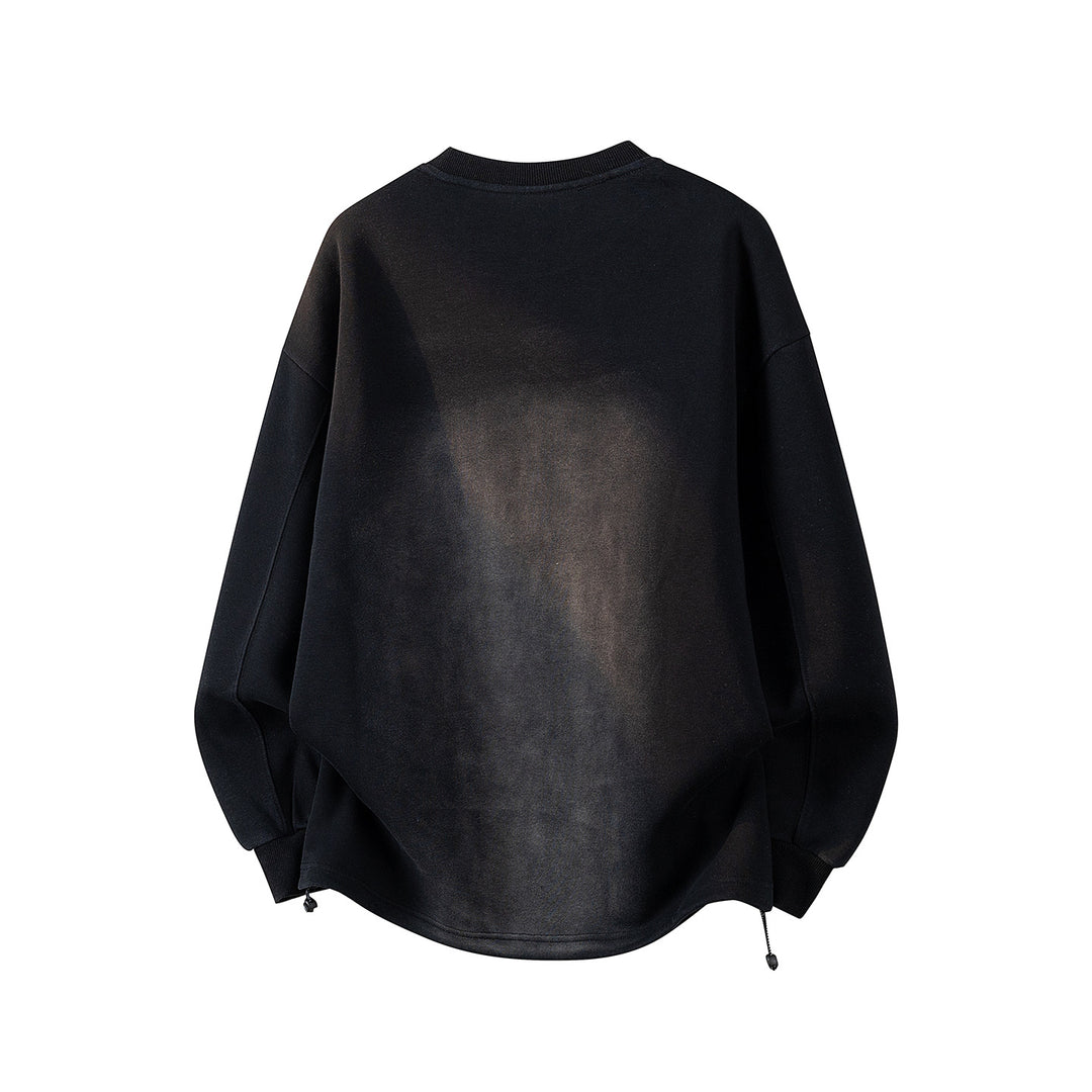 Herren Oversize Sweatshirt mit Allover-Print, Rundhalsausschnitt & Tunnelzugsaum Echoarchiv