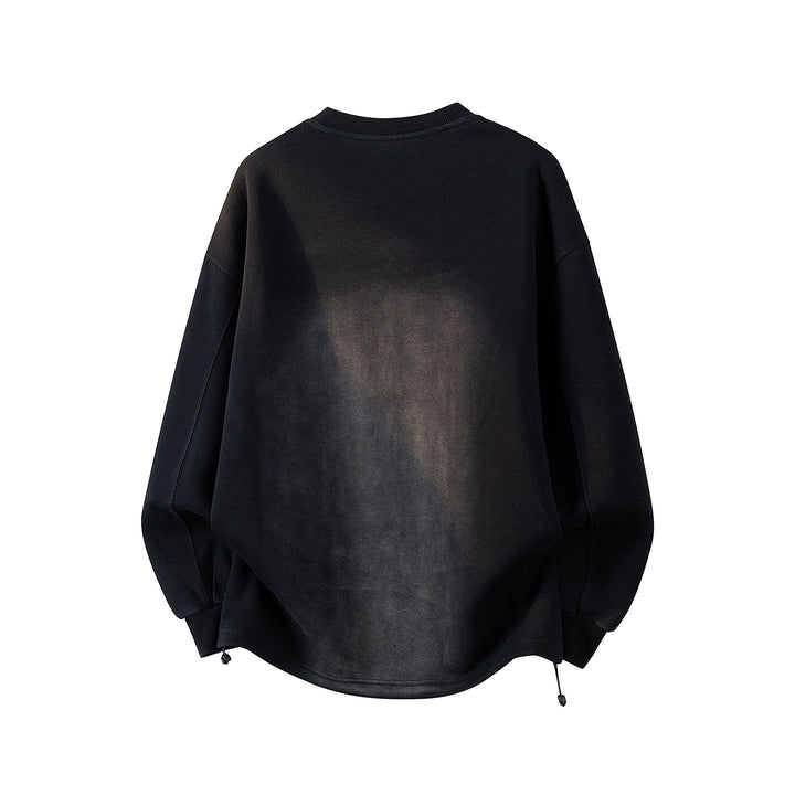 Herren Oversize Sweatshirt mit Allover-Print, Rundhalsausschnitt & Tunnelzugsaum Echoarchiv