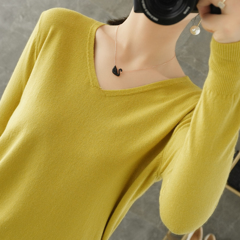 Damen leichter V-Ausschnitt Kaschmir-Look Feinstrickpullover Echoarchiv