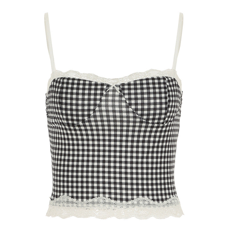 Damen Spitzen-Bustier mit Karo-Design und verstellbaren Trägern Echo Archiv