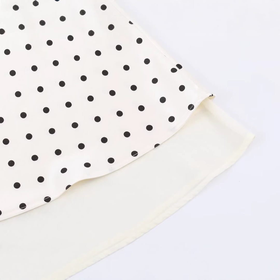 Damen A-Linien-Midirock mit doppellagigem Saum und Polka-Dot-Print Echoarchiv