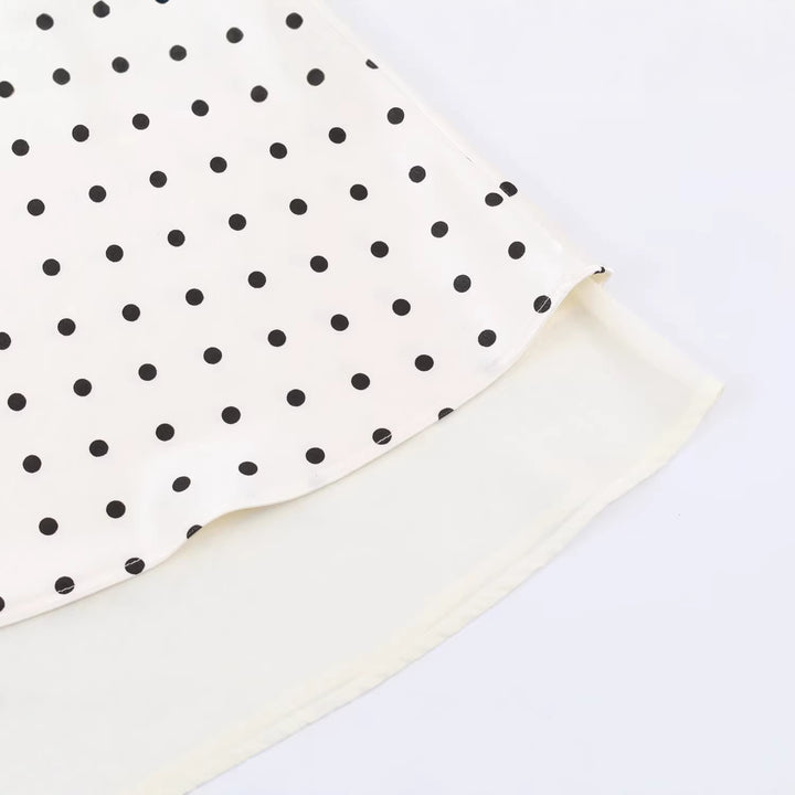 Damen A-Linien-Midirock mit doppellagigem Saum und Polka-Dot-Print Echoarchiv