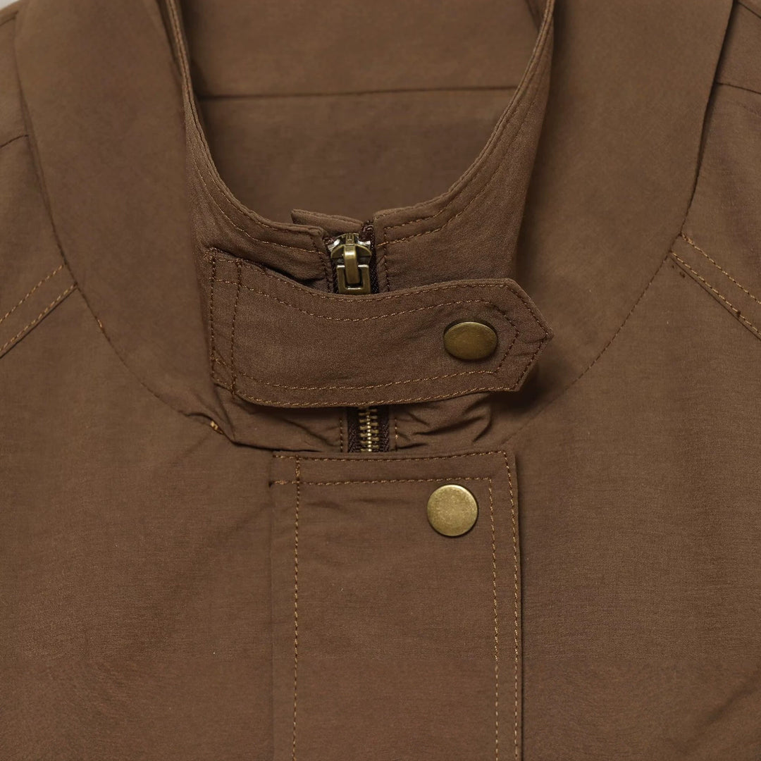 Damen Übergangsjacke mit Stehkragen, Tunnelzug und Utility-Taschen Echo Archiv