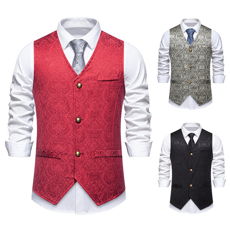 Herren elegante Anzugweste mit kunstvollem Muster und praktischen Taschen Echoarchiv