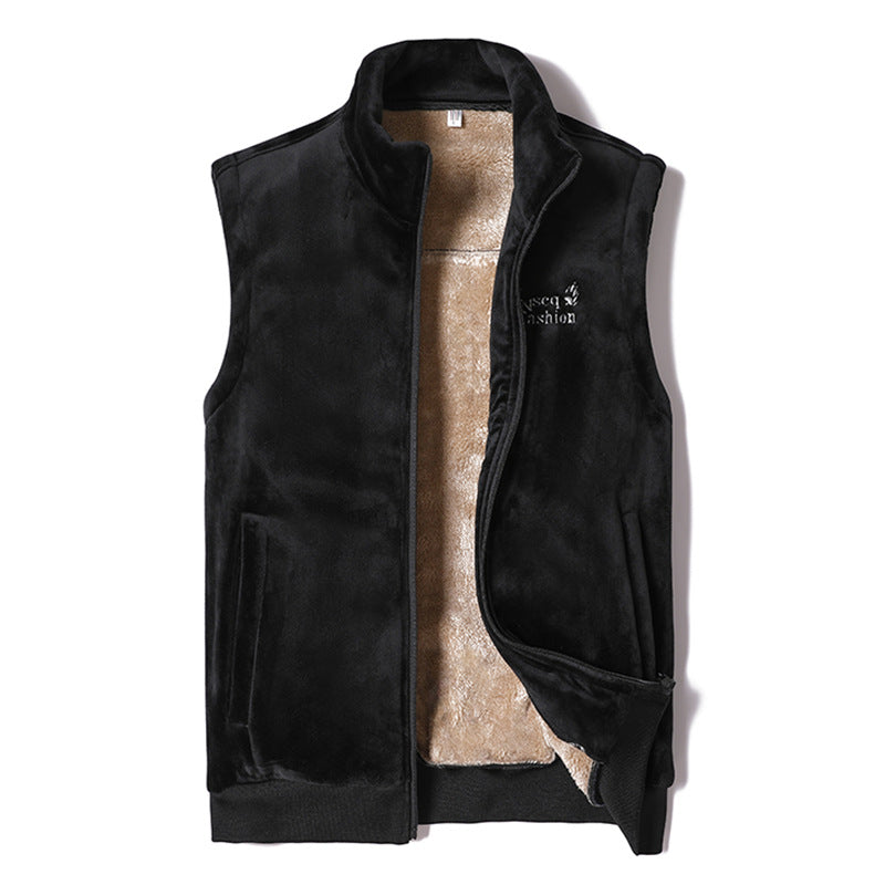 Herren Samtige Thermo-Fleeceweste mit Teddyfutter und Stehkragen – Marzano