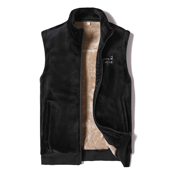 Herren Samtige Thermo-Fleeceweste mit Teddyfutter und Stehkragen – Marzano