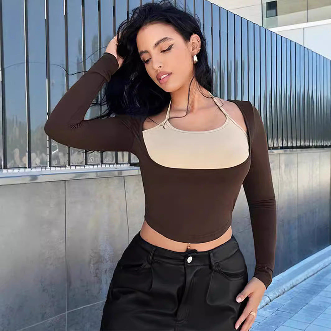 Damen Figurbetontes Longsleeve mit raffinierten Layering-Details Echo Archiv