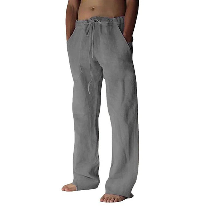 Herren lässige Leinenhose mit adjustablem Bund und seitlichen Taschen Echoarchiv