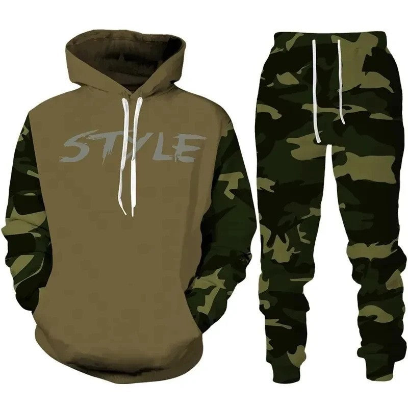 Herren Stylisches Kapuzensweatshirt und Jogginghose Set Echoarchiv