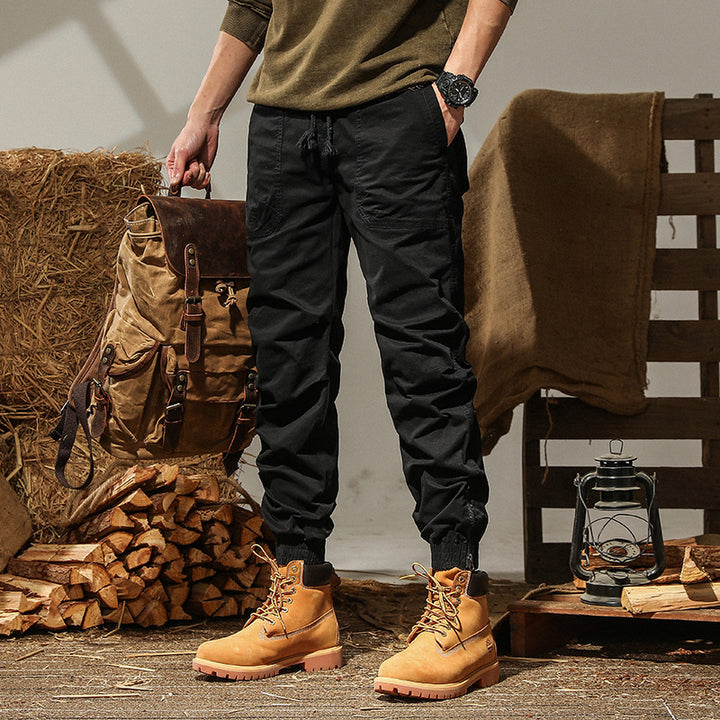 Herren Canvas‑Cargo‑Jogginghose mit elastischem Bund und Bündchen – Bravaro