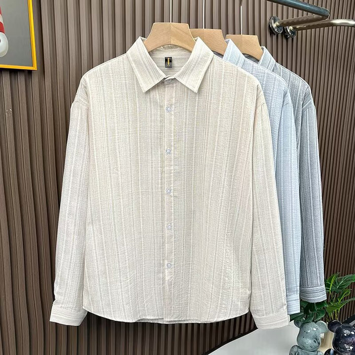 Herren Elegant gestreiftes Langarmhemd Echo Archiv
