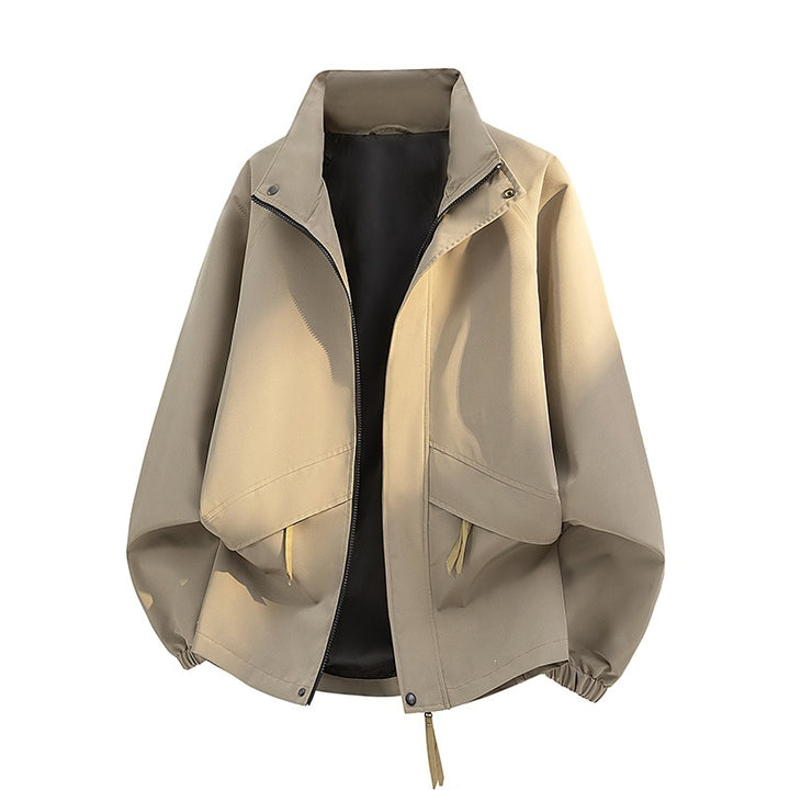 Damen Leichte Oversize‑Übergangsjacke ohne Kapuze mit Kordelzug, Pattentaschen & elastischen Bündchen Echoarchiv