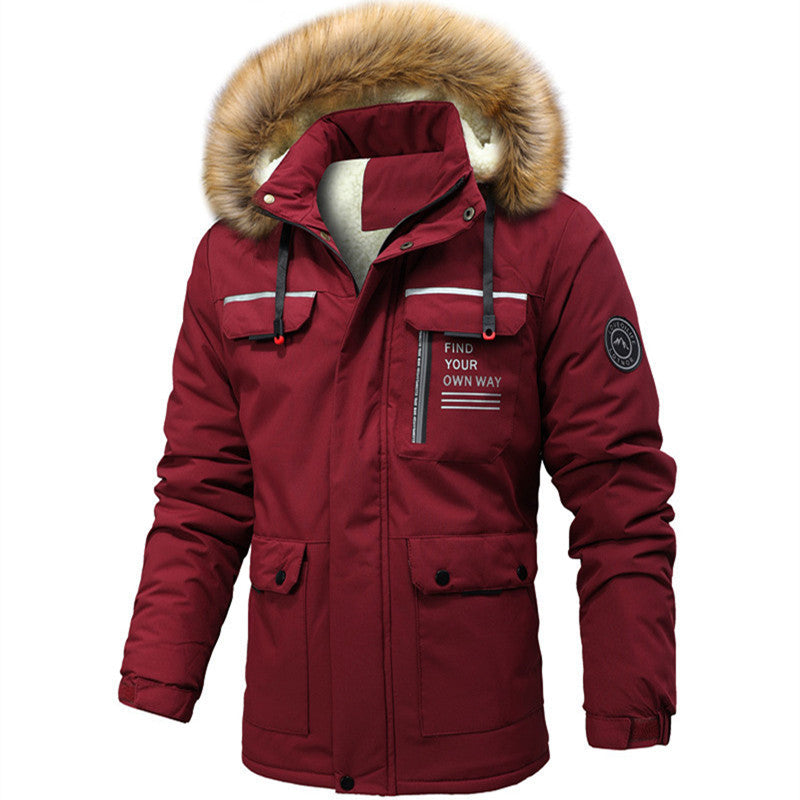 Herren Thermoisolierter Winterparka mit Teddyfutter, abnehmbarer Kunstpelzkapuze und Multifach-Taschen Echoarchiv