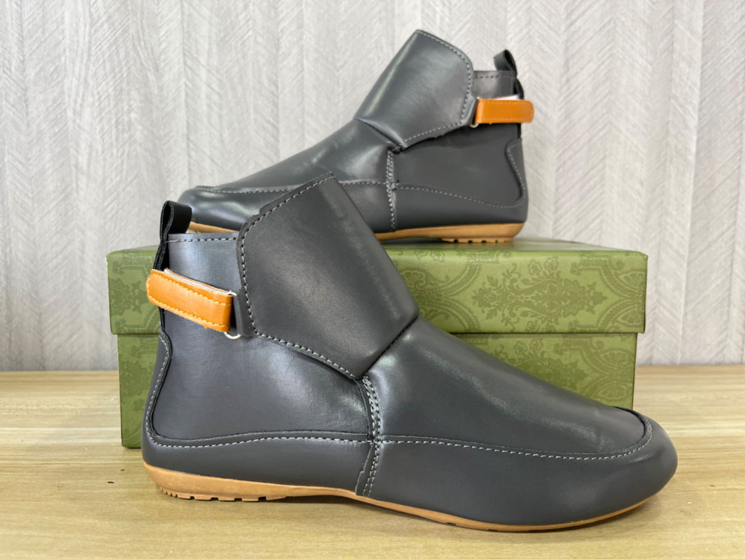 Unisex nan knöchelhohe Lederimitat-Boots mit Klettverschluss und rutschfester Gummisohle Echo Archiv