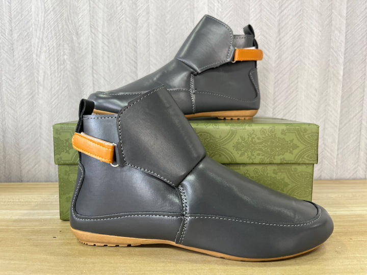 Unisex nan knöchelhohe Lederimitat-Boots mit Klettverschluss und rutschfester Gummisohle Echo Archiv