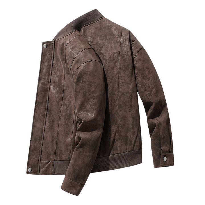 Herren modische Suede Bomberjacke mit sportlichen Elementen Echoarchiv