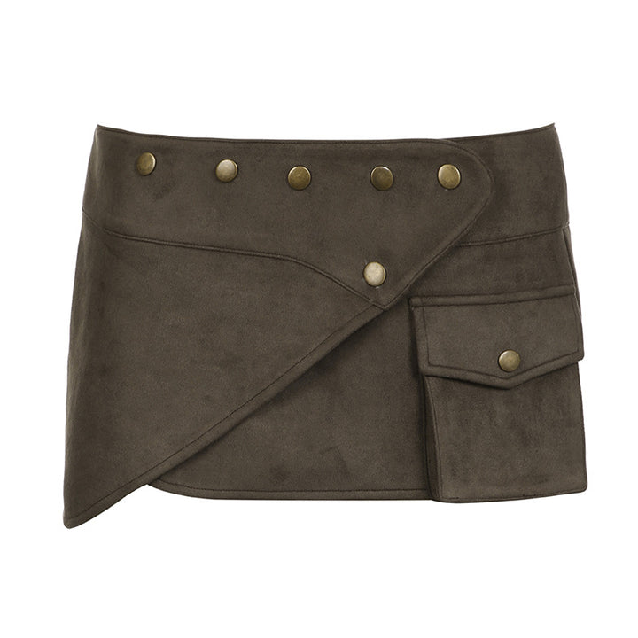 Damen Minirock aus Kunstleder mit Rüschendetails und schickem Gürtel Echo Archiv