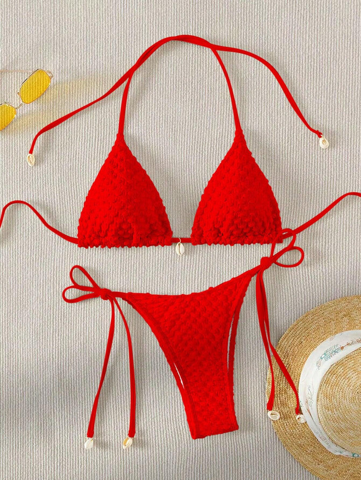 Damen Triangle-Bikini mit strukturiertem Material und zarten Bindebändern Echo Archiv
