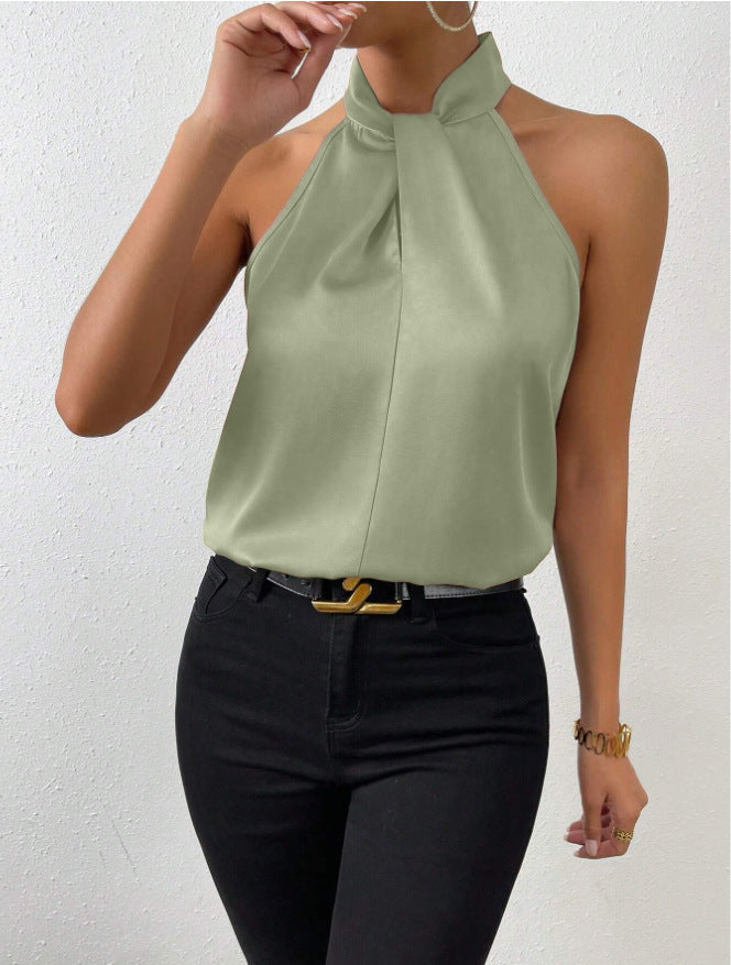 Echoarchiv | Damen Knoten Hals Stil Top Seide