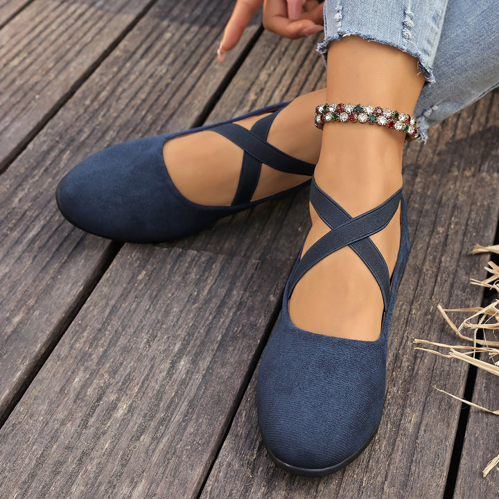 Damen Komfortable Mary-Jane-Ballerinas aus Velours mit verstellbarem Schnallenriemen und gepolstertem Fußbett – Lioré