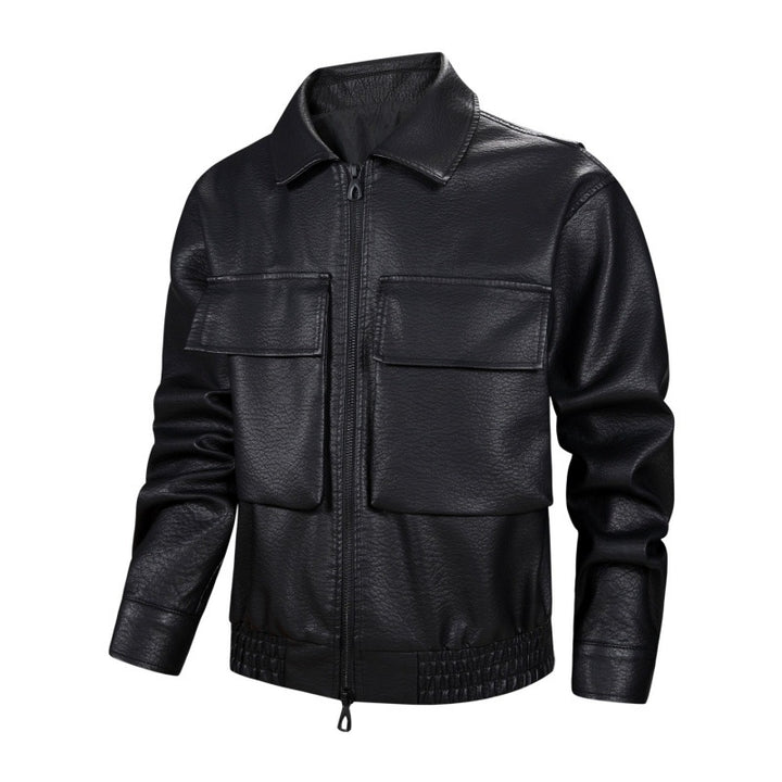 Herren lässige Kunstlederjacke mit praktischen Taschen Echoarchiv