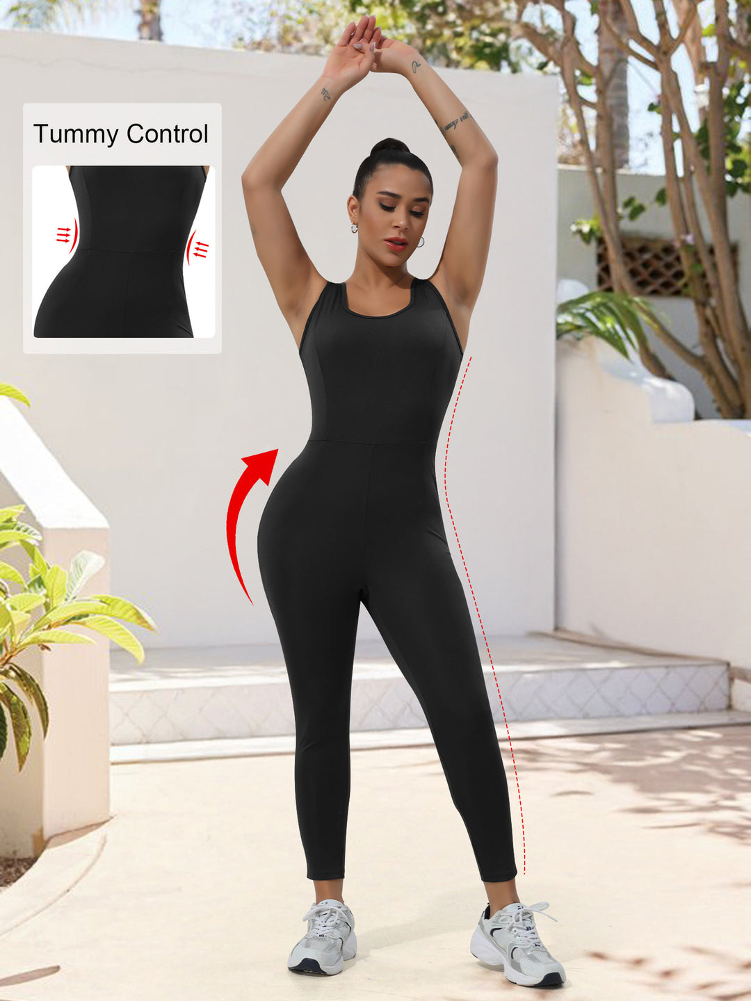 Damen Formender Sport-Einteiler mit hohem Taillenbund und Shaping-Effekt echoarchiv-